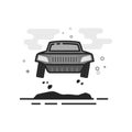 Flat Grayscale Icon - Rally car Royalty Free Stock Photo