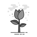 Flat Grayscale Icon - Rose flower