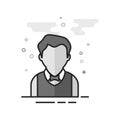 Flat Grayscale Icon - Waiter avatar Royalty Free Stock Photo