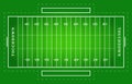 Flat green american football field. Top view of rugby field with line template. Vector stadium