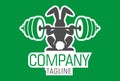 Green and Black Color Cartoon Bunny Gym Logo Design