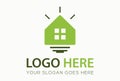 Green Color Eco Nature Bulb Think House Logo Design Royalty Free Stock Photo