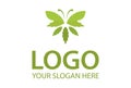 Green Color Nature Leaf Butterfly Logo Design Royalty Free Stock Photo