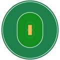 Flat green cricket ground. Top view cricket field with line template. Vector stadium. Royalty Free Stock Photo