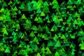 flat green equilateral triangle shapes over black background Royalty Free Stock Photo