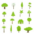 Flat green garden forest icons trees vector. Natur Royalty Free Stock Photo