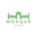 Flat green mosque gate logo design vector graphic symbol icon illustration creative idea Royalty Free Stock Photo