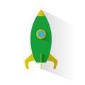 Flat green rocket icon isolated on beige background.