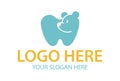 Green simple bear cartoon dental clinic logo design