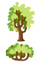 Flat green trees illustration set. Stone pine, spruce, maple, birch, cedar, oak, brachychiton, banyan, willow, larch, palm, Royalty Free Stock Photo