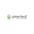 flat greenleaf leaves plants oval logo design