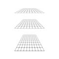 Flat grid surface set. Rectangle horizontal plane in different perspective. Different angles design elements collection