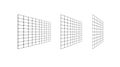 Flat grid surface set. Rectangle vertical plane in different perspective. Different angles design elements collection