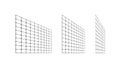 Flat grid surface set. Rectangle vertical plane in different perspective. Different angles design elements collection
