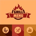 Flat grill menu design elements