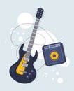 Flat Guitar. Vector Illustration. Musical Instrument Flat