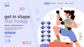 Flat gym and exercise landing page template Vector illustration. Royalty Free Stock Photo