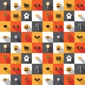 Flat Halloween festive seamless pixel pattern in vector