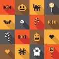 Flat Halloween festive seamless pixel pattern in vector