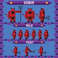 Flat halloween game character for design demon devil