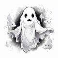 Flat Halloween Ghost Sketch Royalty Free Stock Photo