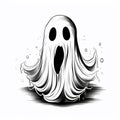 Flat Halloween Ghost Sketch Royalty Free Stock Photo