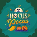 flat halloween hocus pocus lettering vector design illustration