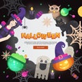 Flat Halloween Icons with Square Frame
