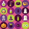 Flat Halloween Scary Witch Seamless Pattern with Colorful Circle