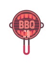 Flat hand drawn barbecue grilled sausages isolated icon