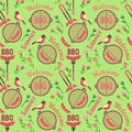 Flat hand drawn barbecue icons seamless pattern