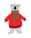 Flat hand drawn childish Christmas polar bear