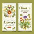 Flat hand drawn vertical banner template collection