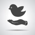 Flat hand giving bird icon Royalty Free Stock Photo