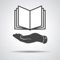 Flat hand giving the book icon Royalty Free Stock Photo