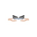 Flat hand giving open book icon logo Royalty Free Stock Photo