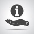 Flat hand with the info icon Royalty Free Stock Photo