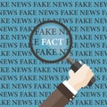 Flat Hand Loupe Fake News Fact