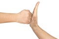 Flat Hand Opposing Clenched Fist Isolated