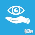 Flat hand represents the eye icon