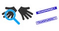 Flat Hands Tranparency Icon and Scratched Rectangle Transparency Seals Royalty Free Stock Photo