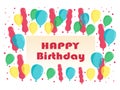 Flat Happy Birthday Greeting Card balloons vector Royalty Free Stock Photo