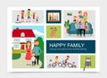 Flat Happy Family Concept Royalty Free Stock Photo