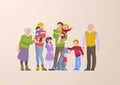 Flat Family portrait vector illustration. Parents Royalty Free Stock Photo