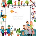 Flat Happy Family Template Royalty Free Stock Photo