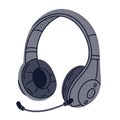 Flat headphones. Wireless music gadget, portable electronic gadget, electronic music audio device flat cartoon vector illustration