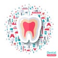 Flat Healthy Clean Tooth Sticker Icon