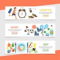 Flat Healthy Lifestyle Horizontal Banners