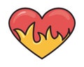 flat heart with flames Royalty Free Stock Photo