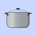 Flat Heavy Cooking Chef Steel Pot Illustration Vector Icon Kitchen appliance Cooking meal pot Vector